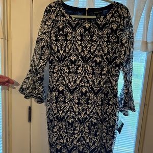 Liz Claiborne navy and white dress